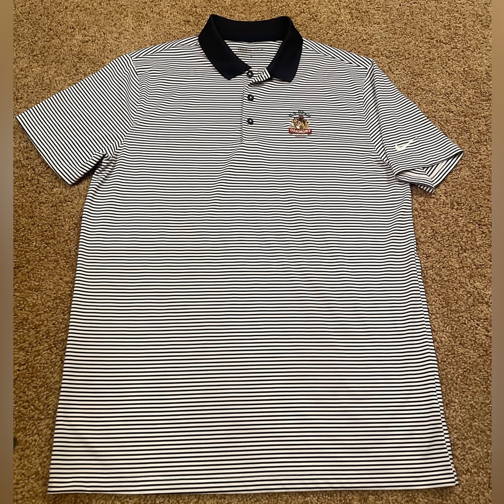 Nike Men’s White and Black Striped Polo